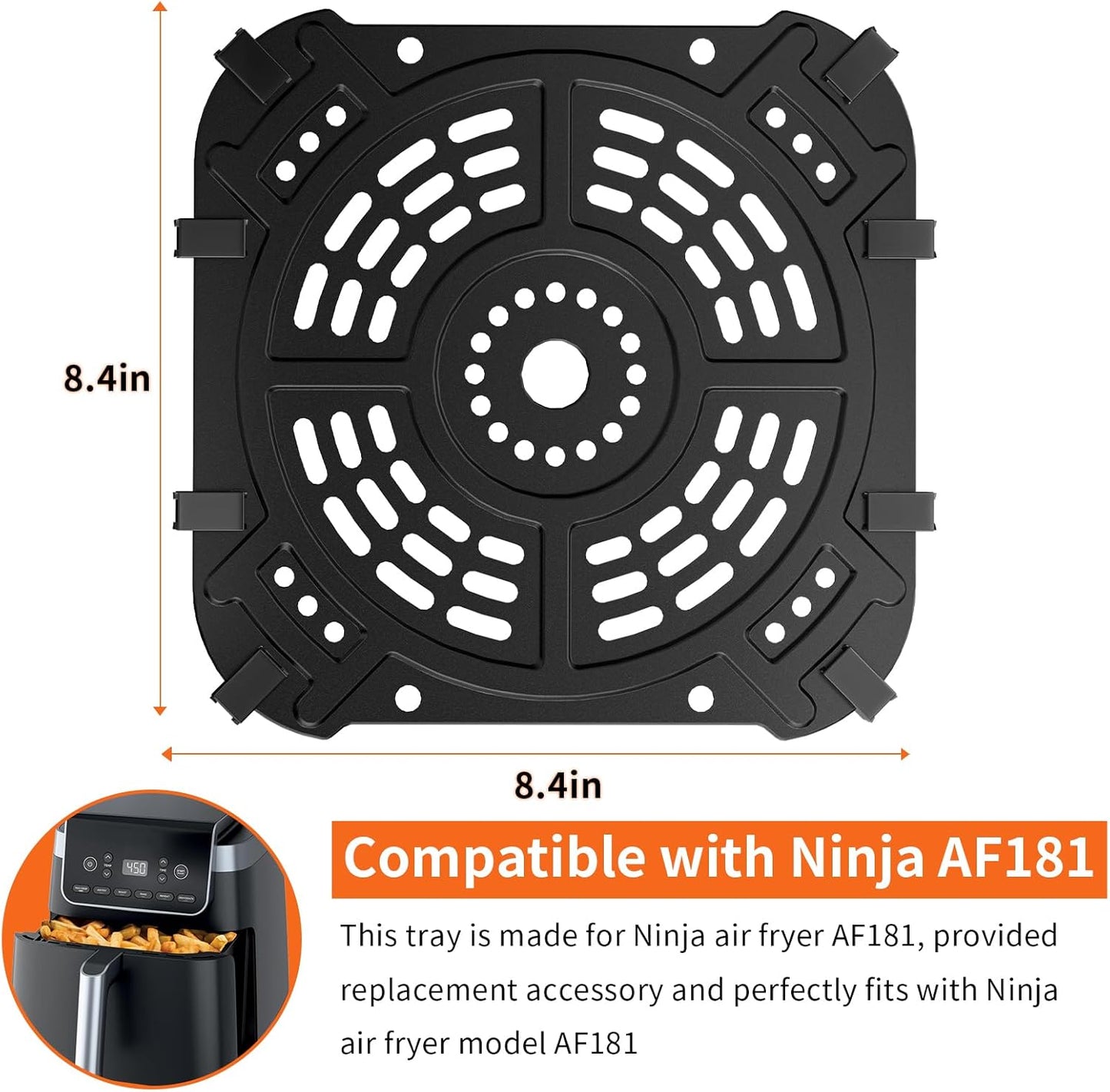 Air Fryer Basket Replacement Basket and Tray for Ninja AF161, Air Fryer Accessories for Ninja AF150 and AF161, Non-Stick Air Fryer Basket with Cover for Ninja AF150 and AF161, Dishwasher-Safe Basket
