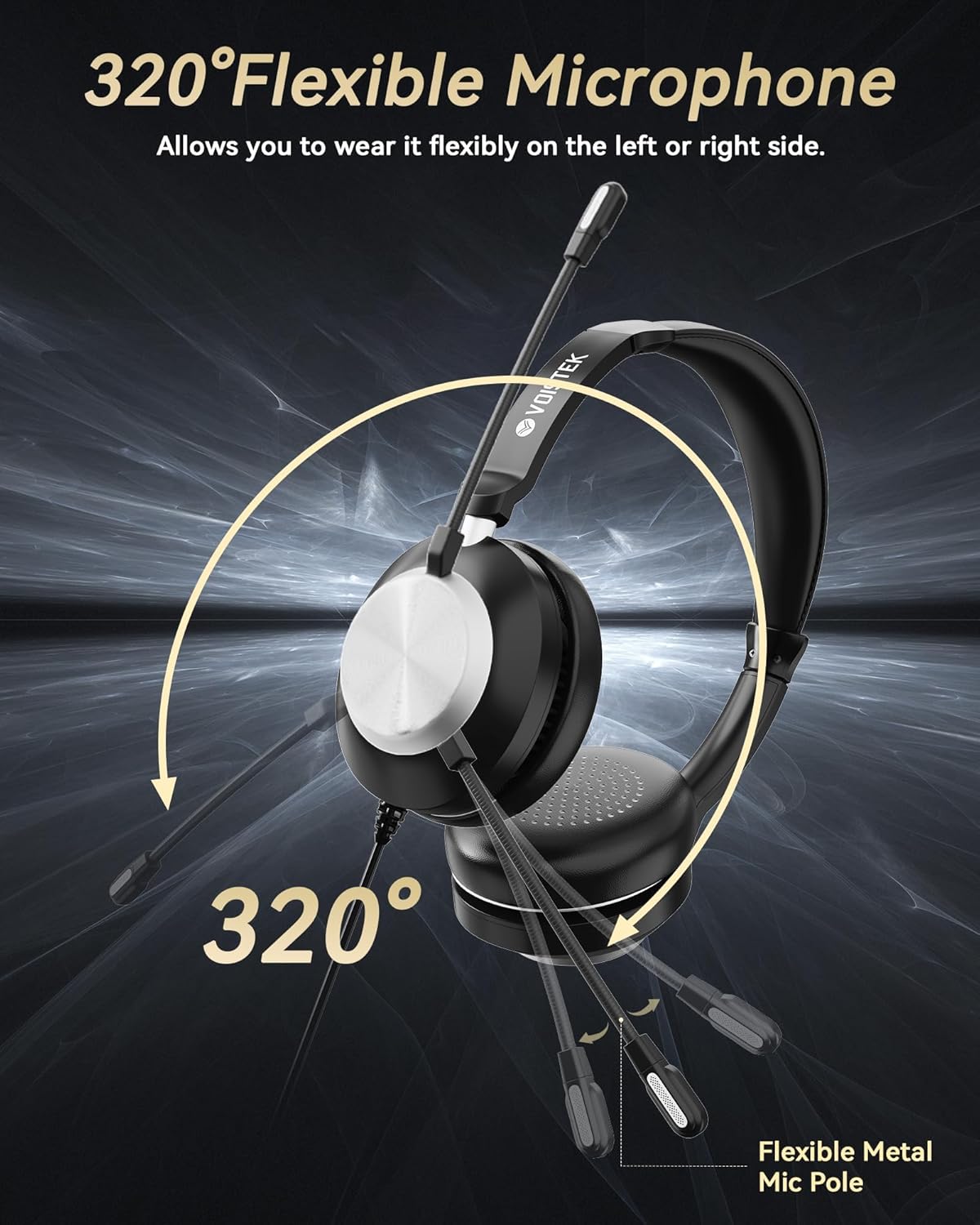Voistek Computer HeadphonesWired USB C/3.5MM/USB Headset; with Noise Cancelling Microphone & Volume Controls Compatible with PC,Laptop,Mac,iPad,Home,Office,Meeting,Skype,Zoom(882F)