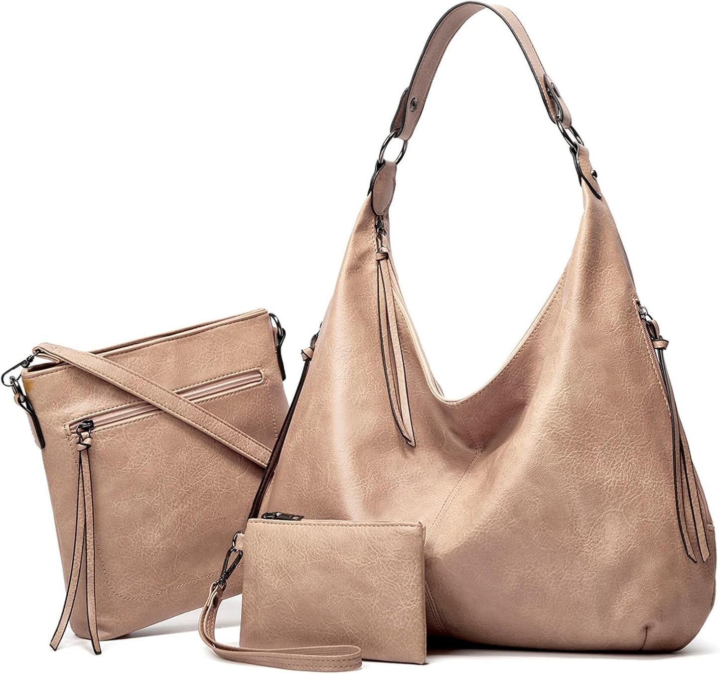 Ashioup Hobo Bags for Women Soft PU Leather Shoulder Bag Vintage Slouchy Handbag with Zipper
