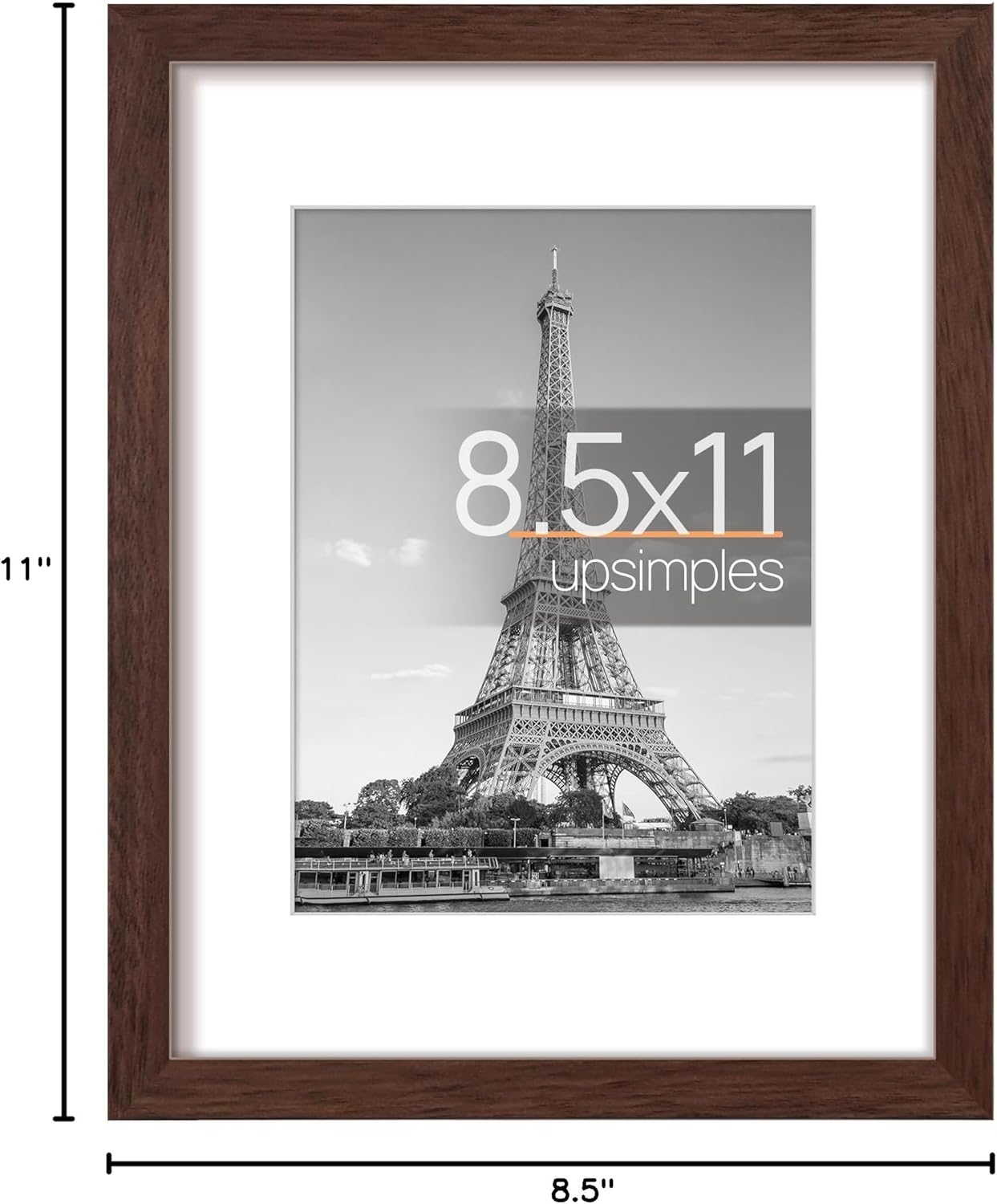 upsimples 11x14 Picture Frame, Display Pictures 8x10 with Mat or 11x14 Without Mat, Wall Hanging Photo Frames, Black
