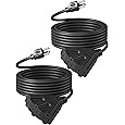 25 ft Outdoor Extension Cord with 3-Outlets, 16 Gauge Black Extension Cord Waterproof, 13A 16AWG 1625W SJTW, ETL Listed- Great for Garage, Garden and Home