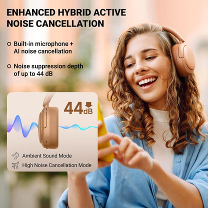 Edifier V80 Hybrid Active Noise Cancelling Bluetooth Headphones, Wireless Over Ear Headset with 45H Playtime, Wired Hi-Res Audio Fast Charging Multipoint Connection for Home Travel Office - Navy Blue