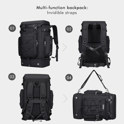 WITZMAN Travel Backpack for Men Women Carry on Bags for Airline Approved Convertible Duffle Luggage Backpack Shoe Compartment