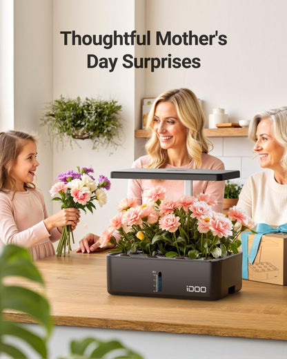 iDOO 12Pods Hydroponics Growing System, for Women, Indoor Herb Garden Kit with LED Grow Light, Smart Garden Planter Grower for Home Kitchen, Automatic Timer Germination Kit (No Seeds)
