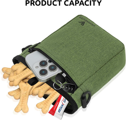 VANNMESTER Dog Training Treat Pouch,Hands-Free Dog Treat Bag,Puppy Treat Pouch,Dog Training Bag with Adjustable Belt, Metal Clip-Green