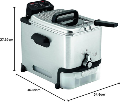 3.5L Stainless Steel Deep Fryer | Automatic Oil Filtration, Adjustable Temperature and 1700W Power