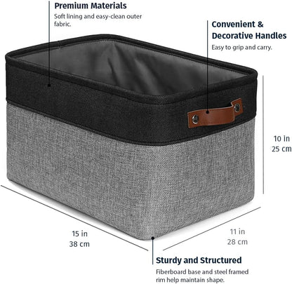 OrganiHaus Large Fabric Storage Baskets for Shelves 3 Pack, 15x11in Closet Storage Bins for Shelves, Cloth Baskets, Fabric Storage Cubes, Linen Closet Organizers, Fabric Basket, White Basket