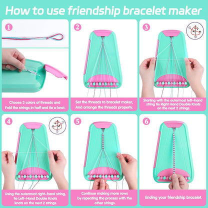 Friendship Bracelet Making Kit for Kids Ages 6–12 – Arts and Crafts Jewelry Making Set with Pre-Cut Threads, Letter Beads and Bracelet Loom, Creative Gift for Girls and Kids - PuriLite