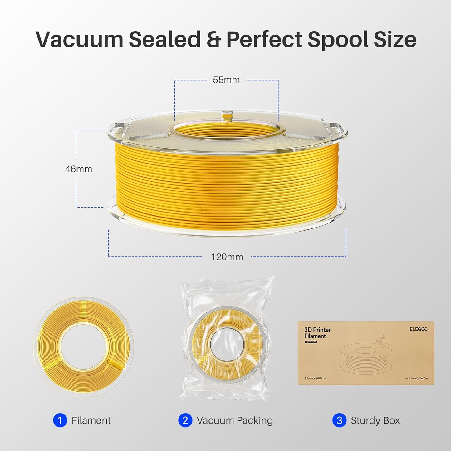 ELEGOO PLA+ Filament 1.75mm Black 4KG, PLA Plus 3D Printer Filament, Dimensional Accuracy +/- 0.02 mm, Tough & High Strength, Fit for Most FDM Printers(1KG/Spool, 2.2 lbs)
