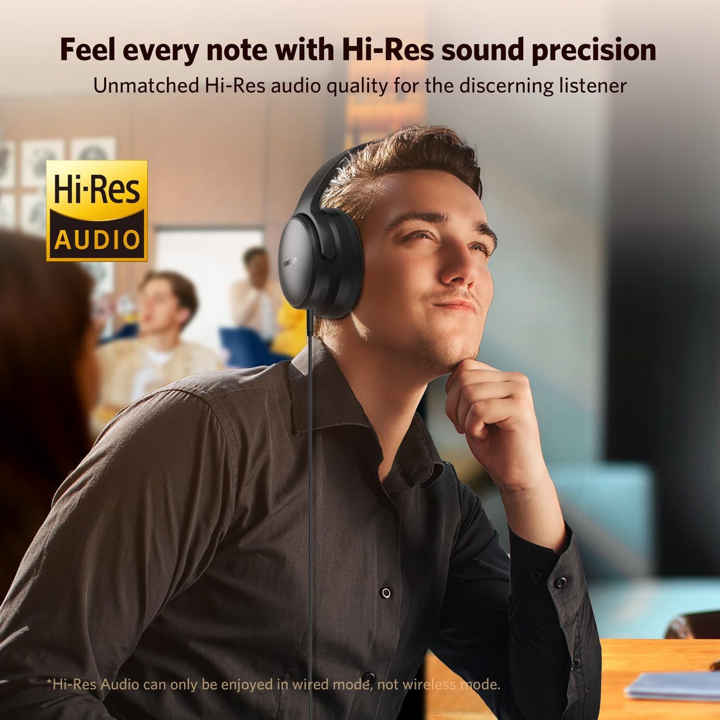 EarFun Tune Pro Active Noise Canceling Headphones, Wireless Bluetooth 5.4 Headphones with 5 Mics, 120H Playtime, Hi-Res Audio, Multipoint Connection, Custom EQ via App, Comfortable Fit