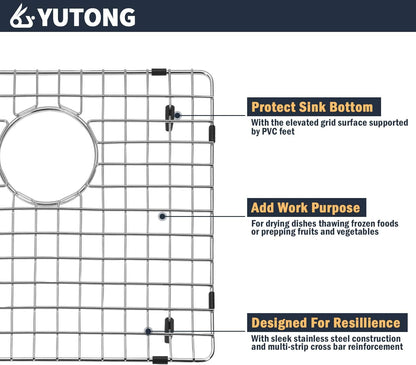 Yutong Kitchen Stainless Steel Sink Bottom Grid with Small Rounded Corner (27.5" x 15.5")