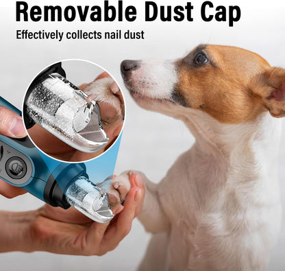 Casfuy Smart 6 Speed Dog Nail Grinder - Pet Nail Grinder with 2 LED Lights Super Quiet Rechargeable Electric Dog Nail Trimmer File Toenail Grinder for Large Medium Small Dogs (Red)