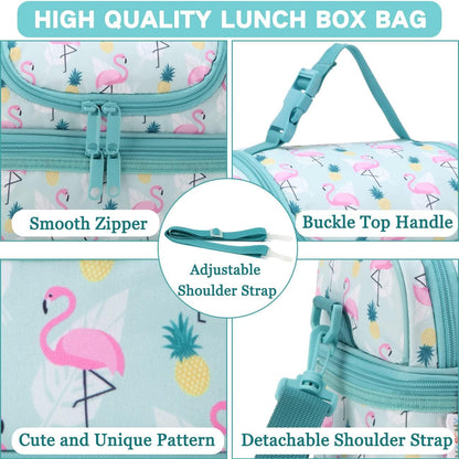 VASCHY Lunch Box Bag Men, Insulated Two Compartments Bento Cooler Bags for Adults/Women/Kids for School,Daycare,Kindergarten,Picnic Black