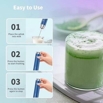 Maestri House Rechargeable Milk Frother, Handheld Electric Foam Maker Waterproof Detachable Stainless Steel Whisk Drink Mixer Foamer with Stand,LunaFro