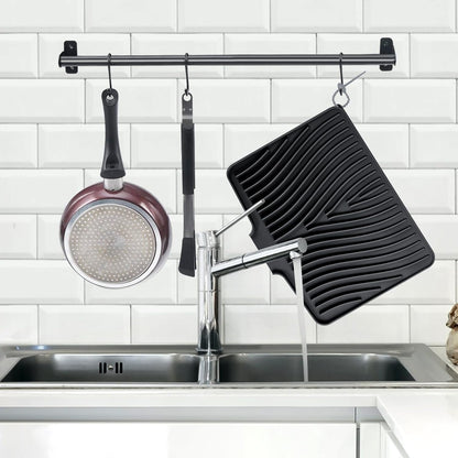 TIKNIK Silicone Dish Drying Mat for Kitchen Counter, Dish Drying Pad, Non-Slip Drain Pad with Built-in Drain, Heat Resistant Stone Drying Mat(40 L x 33 W cm, Grey)