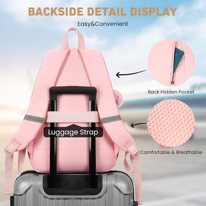 WINDARS School Backpack for Teen Girls, Cute College Backpacks for Women Students Aesthetic Bookbag Large 15.6 Inch Laptop Bag Middle School Travel Back Pack (Khaki Beige)