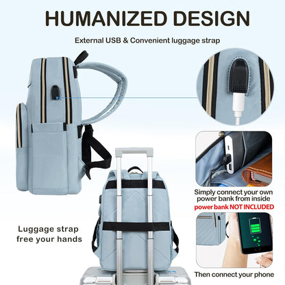 VANKEAN Laptop Backpack for Women Men Work Laptop Bag Fashion with USB Port, Daypacks for College, Business (Black, 15.6 Inch)