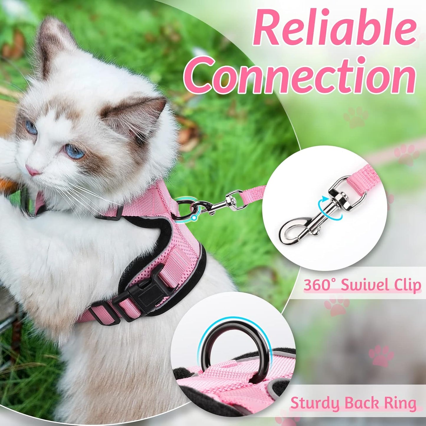 rabbitgoo Cat Harness and Leash for Walking, Escape Proof Soft Adjustable Vest Harnesses for Small Medium Cats, Easy Control Breathable Reflective Strips Jacket, XS, Black