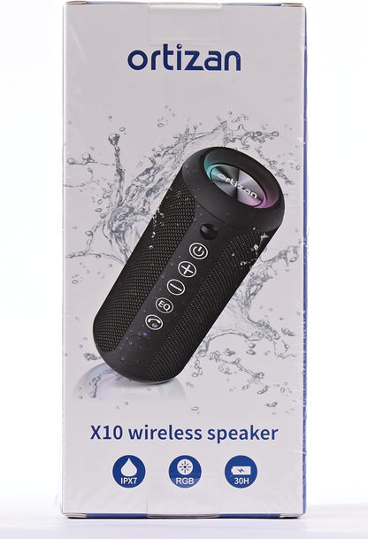 Ortizan Portable Bluetooth Speaker, IPX7 Waterproof Wireless Speaker with 24W Loud Stereo Sound, Outdoor Speakers with Bluetooth 5.0, 30H Playtime,66ft Bluetooth Range, Dual Pairing for Home