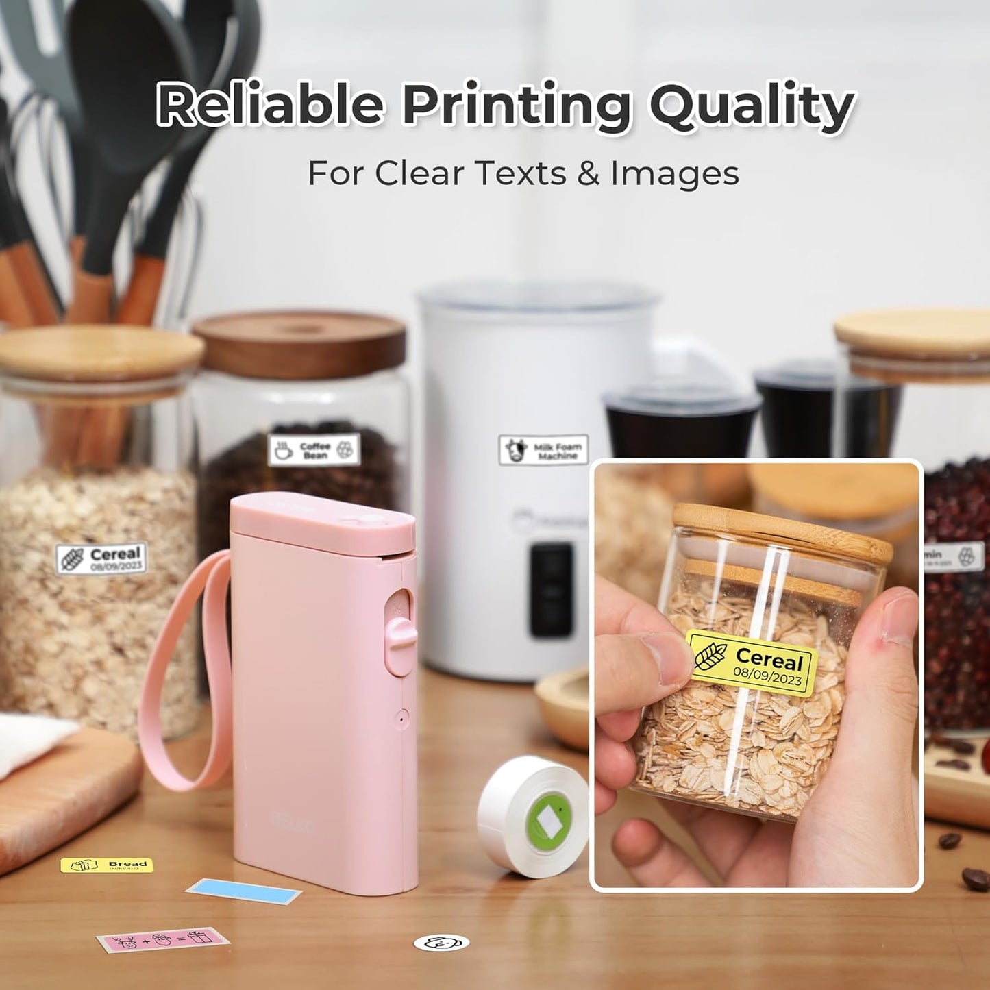 Label Maker Machine with Tape, P21 Portable Bluetooth Label Printer, Wireless Built-in Cutter Sticker Maker Mini Label Makers with Multiple Templates for Organizing Storage Office Home, Black
