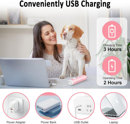 Casfuy Dog Nail Grinder with 2 LED Light for Large Medium Dogs - 3X More Powerful 2-Speed Electric Pet Nail Trimmer Rechargeable Quiet Painless Paws Grooming & Smoothing Tool