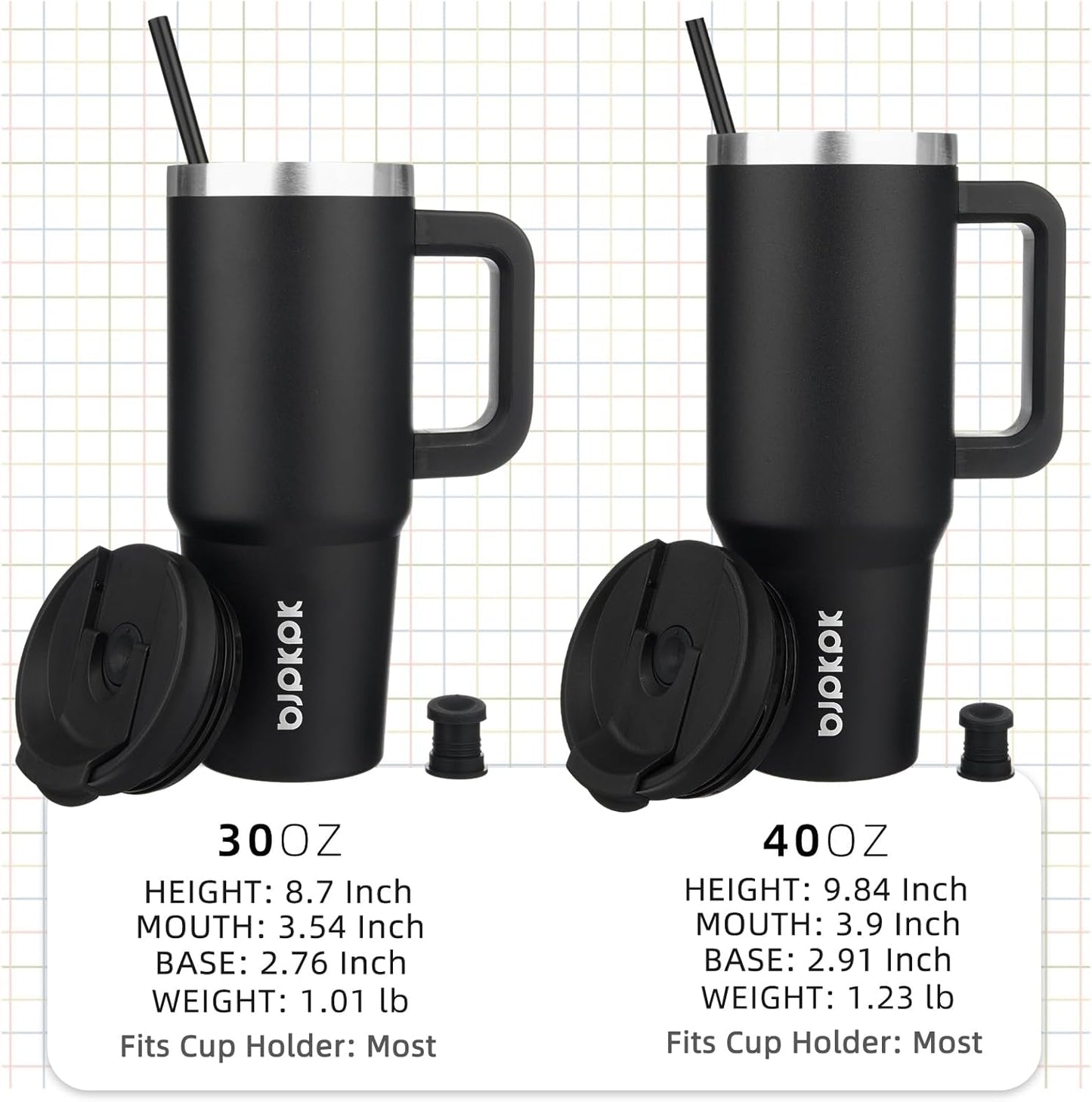BJPKPK Tumbler with Handle and Straw 30oz Insulated Tumbler Cups with Lid Stainless Steel Travel Coffee Mug,Indigo Black