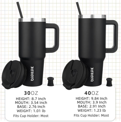 BJPKPK Tumbler with Handle and Straw 30oz Insulated Tumbler Cups with Lid Stainless Steel Travel Coffee Mug,Indigo Black