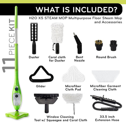 H2O MOP X5 Steam Mop and Handheld Steam Cleaner For Cleaning Hardwood and Kitchen Tile Floors, Grout Cleaner, Upholstery Cleaner and Carpets
