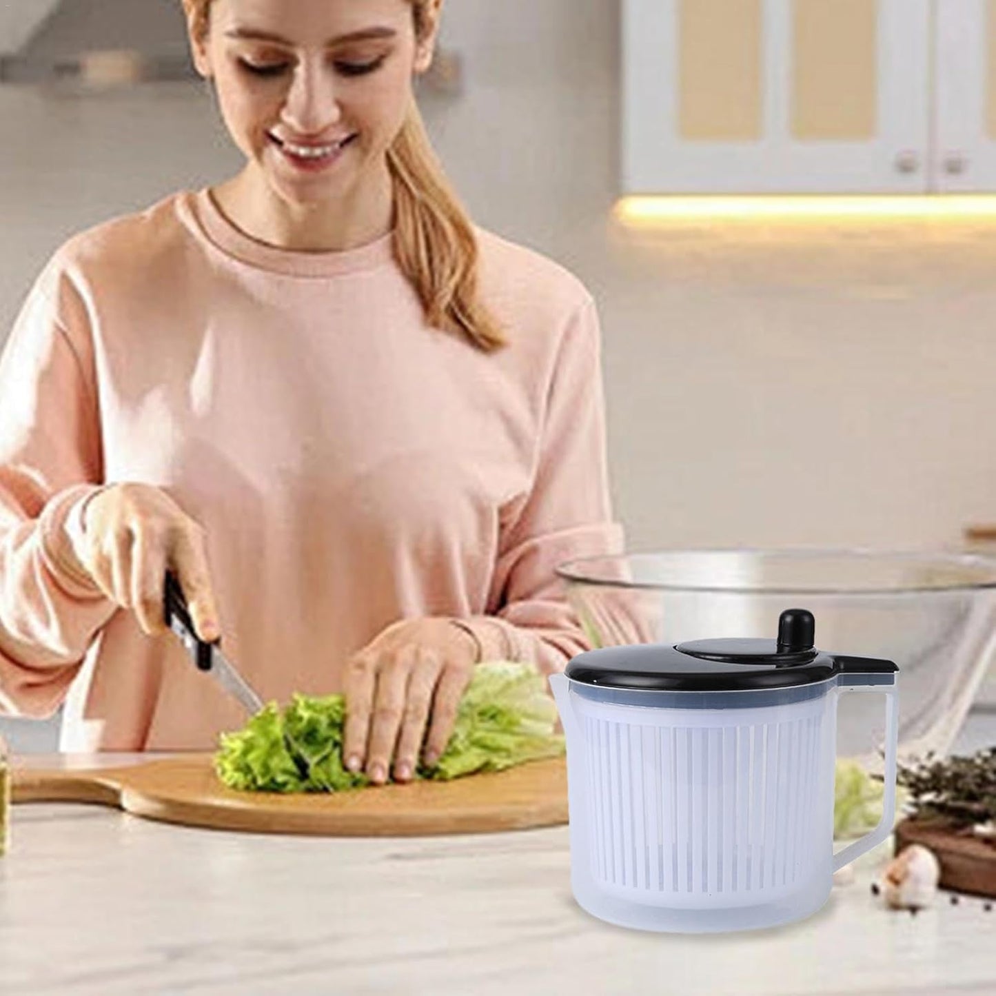 Fruit Cleaner Spinner - Fruit Dryer Spinner Vegetable Washer with Handle | Kitchen Gadgets, Fruit Washing Bowl for Fresh Crisp Clean Salad and Produce