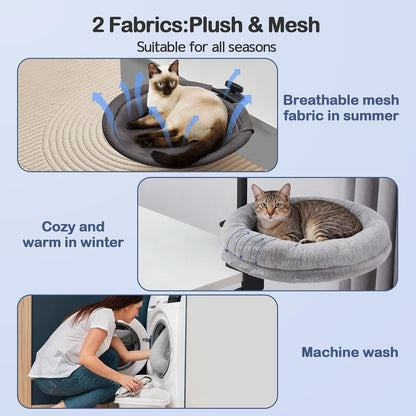 Odoland Cat Desk Bed, 2-in-1 Double Layer Bed with Adjustable Height | Indoor Cats Hammock with Replace Mattress Washable Fabrics for Cat