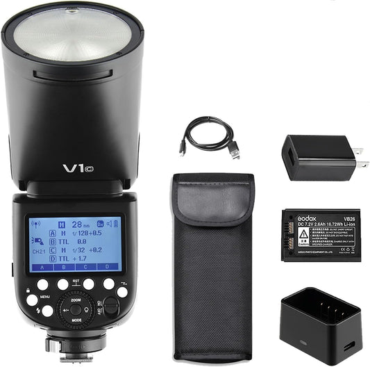 Godox V1C Professional Camera Flash Speedlite Speedlight Round Head Wireless 2.4G Replacement for Canon EOS Series 1500D 3000D 5D Mark LLL 5D Mark ll for Wedding Portrait Studio Photography
