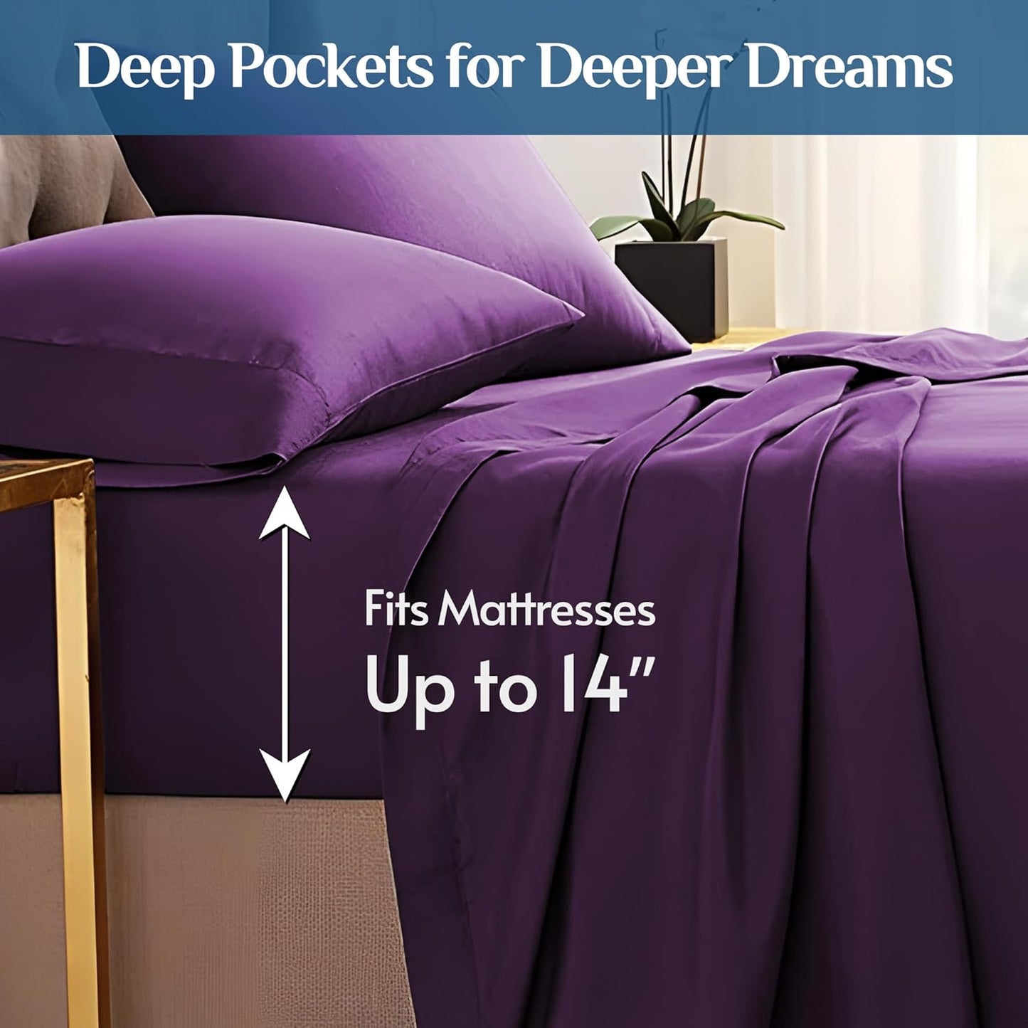 JOLLYVOGUE Queen Size Bed Sheet Set - 4 Piece Bed Sheets Set with Deep Pocket - Soft Breathable & Cooling - Resists Shrinkage & Fading Draps Queen - Easy Care (Dark Grey)