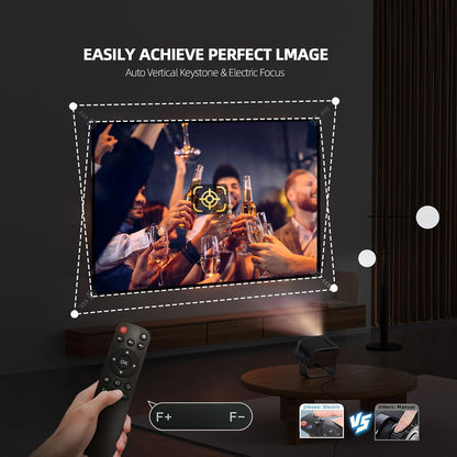 Projector【±360°Adjustable Stand&Auto 4P/4D Keystone&Electric Focus】 Mini Projector 4K Supported, 600ANSI Portable Projecteur with WiFi6&Bluetooth 5.2, Jimveo 300”Outdoor Movie Projector for PC/Phone