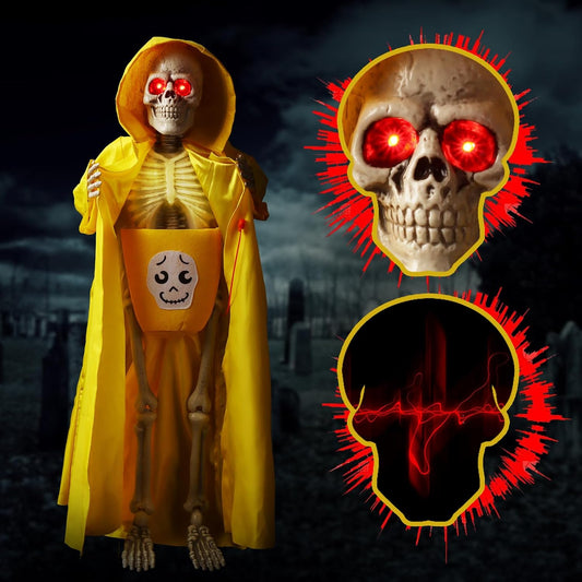 3FT Halloween Decorations Outdoor with Candy Bag Standing Life Size Animated Animatronics Prop with Button & Sound Activated Sensor – Spooky Scary Decor Decor for Home, Yard, Party