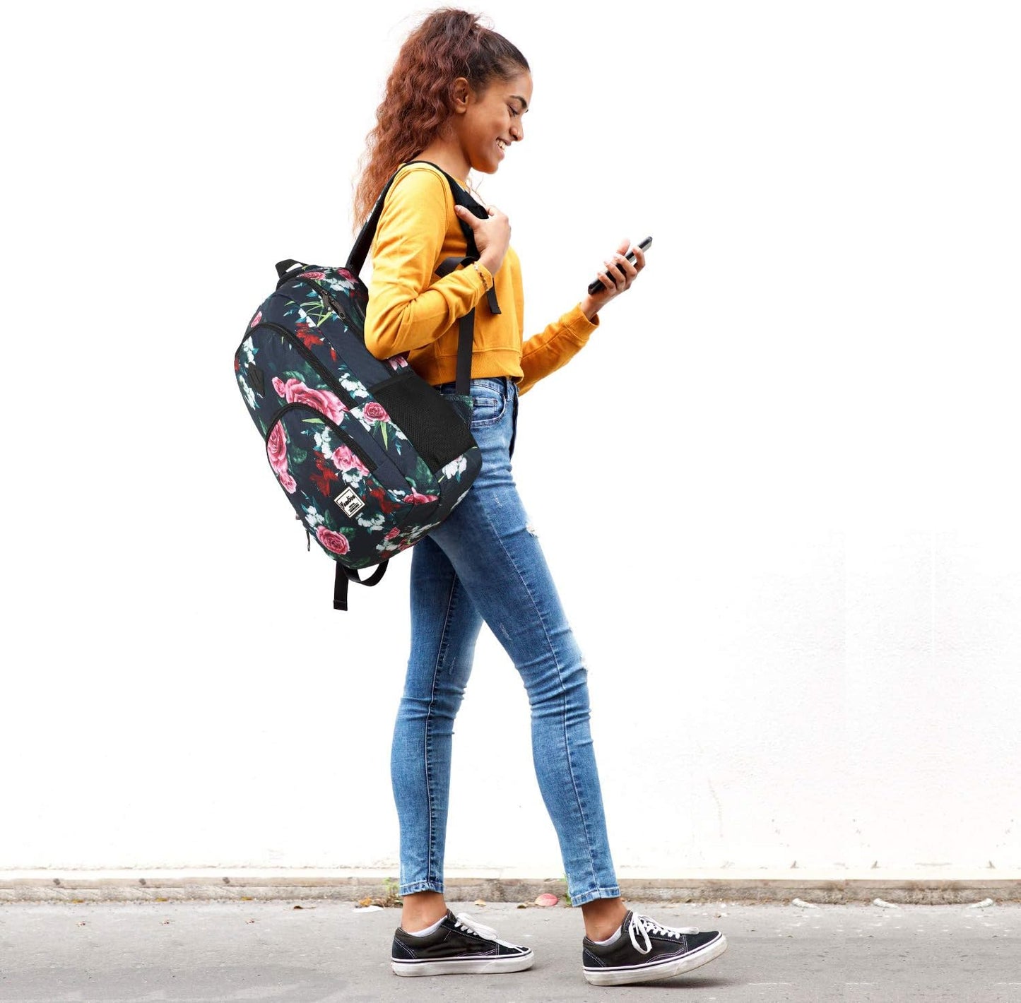 Backpack for Teen Girls,Boys School Backpack for Women with USB,College Backpack,Big Flower