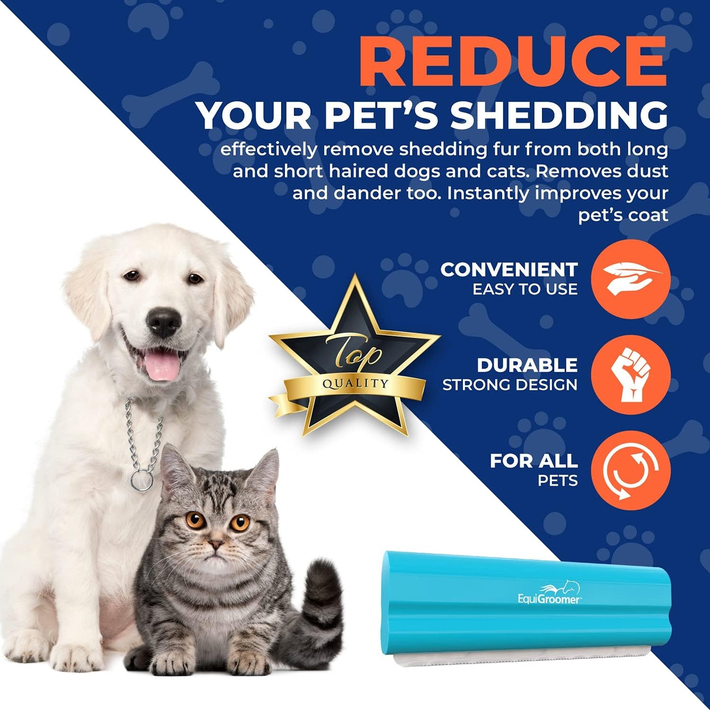 EquiGroomer Deshedding Brush for Dogs and Cats | Undercoat Deshedding Tool for Large and Small Pets | Comb Removes Loose Dirt, Hair and Fur While | Perfect for Short and Long Hair Grooming Shedding