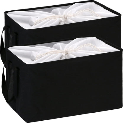 Hinwo 6-Pack Small Canvas Fabric Storage Baskets Set with Handles, Open Storage Bins, Cube Storage Organizer, Shelf Organizer Bins for Closet, 7.9L, 12 x 8 x 5 Inches, Grey Stripe