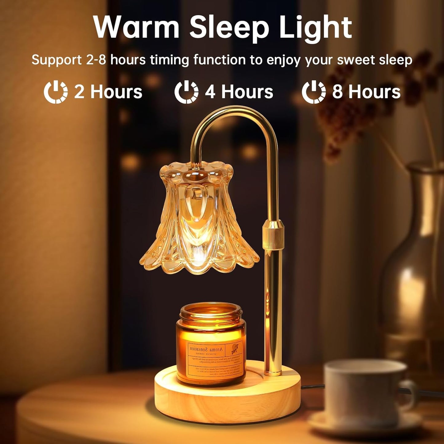 GEEZO Fragrance Candle Warmer Lamp,Electric Candle Warmer with Timer & Dimmer, Mom Christmas Birthday Gifts for Women, House Warming Gifts New Home Bedroom Decor