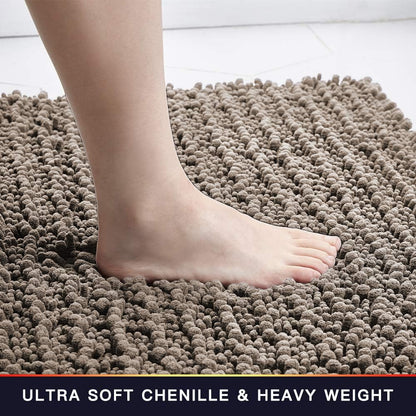 Walensee Bathroom Rug Non Slip Bath Mat (24x17 Inch Blush) Water Absorbent Super Soft Shaggy Chenille Machine Washable Dry Extra Thick Perfect Absorbant Best Small Plush Carpet for Shower Floor