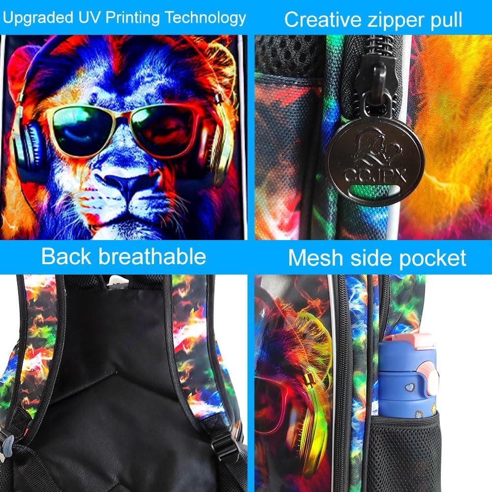 3pcs Backpack for Boys and Girls, 16” Kids Kindergarten Bookbag with Lunch Box, Cute Elementary Backpacks for Boy Girl