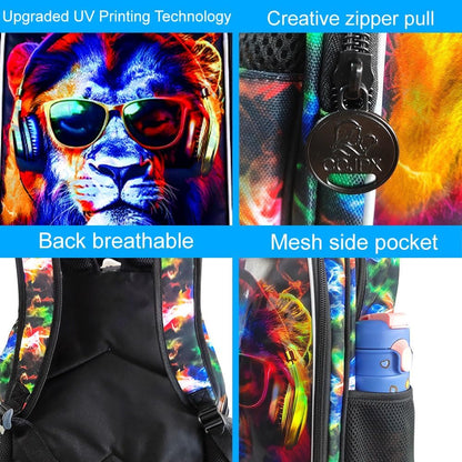 3pcs Backpack for Boys and Girls, 16” Kids Kindergarten Bookbag with Lunch Box, Cute Elementary Backpacks for Boy Girl
