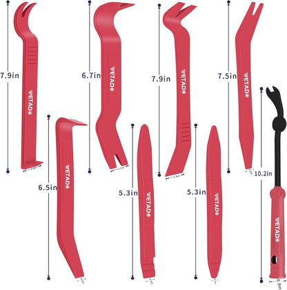 Wetado Trim Removal Tool, Car Upholstery Repair Kit, Car Door Audio Panel Trim Removal Set, Fastener Terminal Remover Tool Set Clips Pry Kit Auto Clip Pliers (8PCS Red)