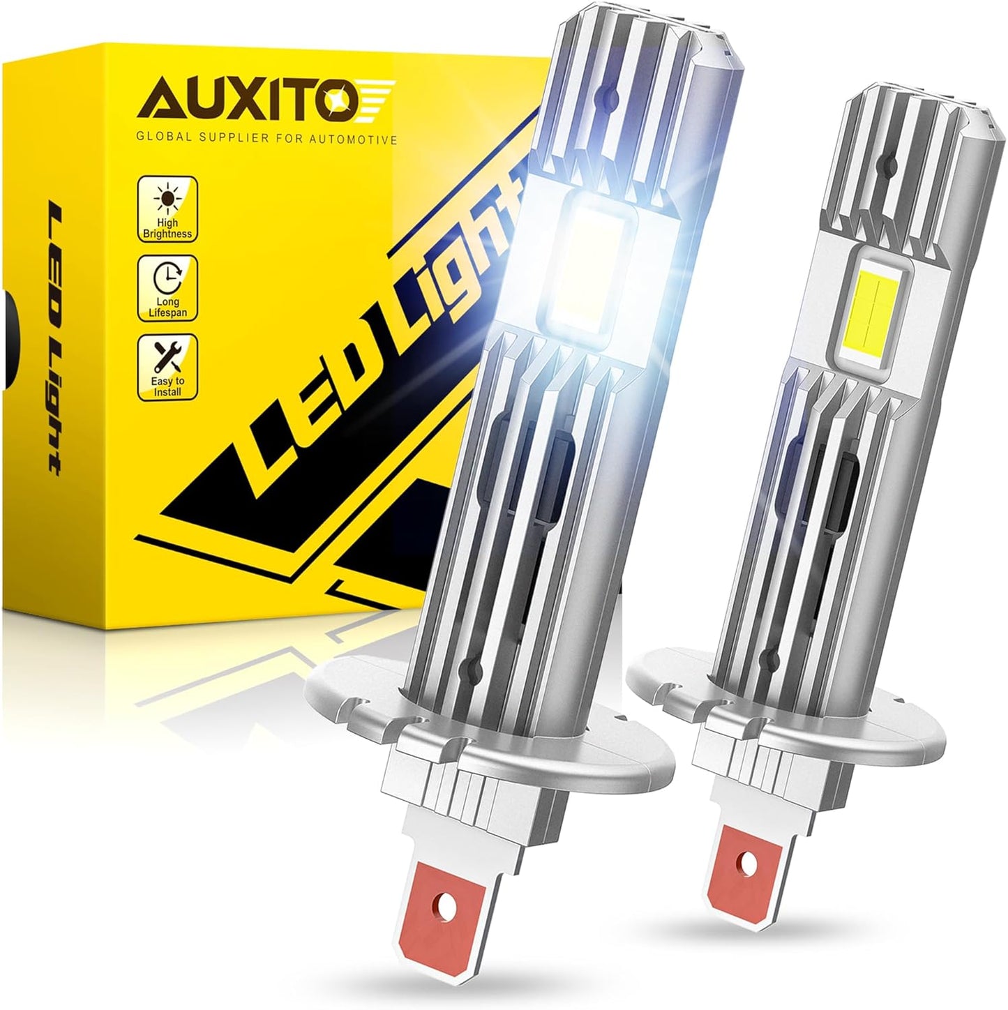 AUXITO H11 LED Headlight Bulbs, 400% Brighter 6500K White Wireless LED Headlights for H8 H9 H16 Fog Lights, DRL, Low Beam or High Beam, Direct Install Plug and Play, IP68 Waterproof, Pack of 2