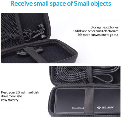 ORICO 5 Pack External Hard Drive Case 2.5 Inch Shockproof Hard Drive Bag Travel Electronics Organizer Carry Case for WD, Toshiba, Seagate, Samsung, Hitachi Hard Drive and Accessories like SD Card, USB Cable, Power Bank, Earphone, Black