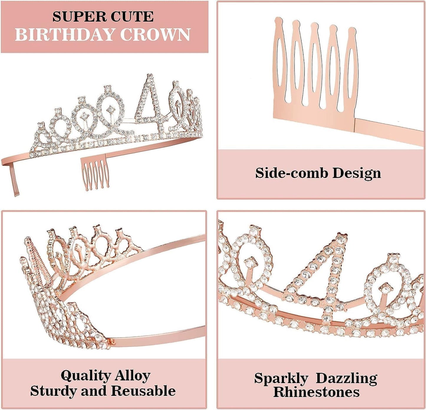 65th Birthday Decorations for Women, Including 65th Birthday Sash and Crown, Cake Topper and Candles, Number Balloons Rose Gold, 65 Year Old Gifts for Women