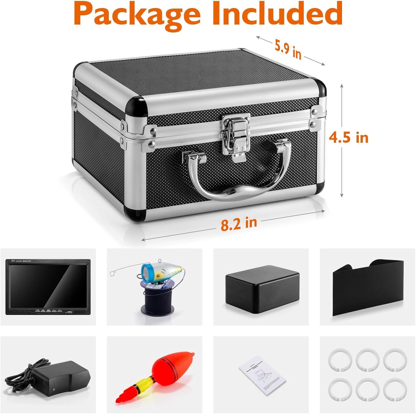 CampFENSE Fish Finder - Underwater Fishing Camera, 7 inch Color Screen - Portable Depth Fish Finder for Boats - 1200TVL Waterproof Deeper Accessories - Boat Ice Fishing Kayak Lake Sea