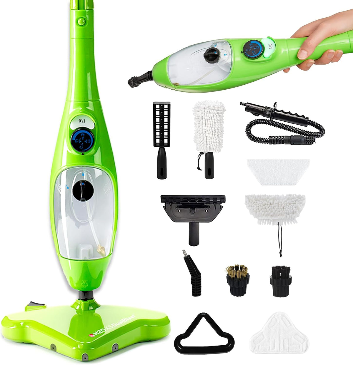 H2O MOP X5 Steam Mop and Handheld Steam Cleaner For Cleaning Hardwood and Kitchen Tile Floors, Grout Cleaner, Upholstery Cleaner and Carpets