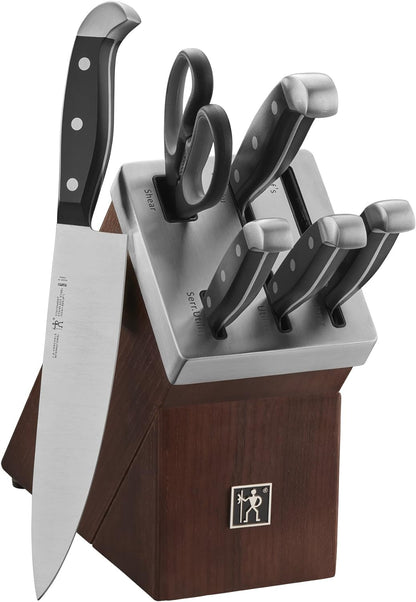 HENCKELS Statement 15Piece White-Handled Knife Block Set with Shears, Sharpening Steel - Dishwasher Safe, Ergonomic Handle