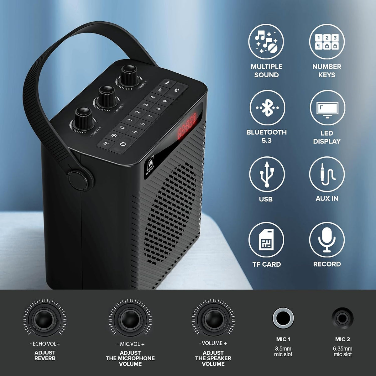 Voice Amplifier with Wireless Handheld Microphone 40W