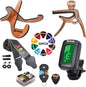 Guitar Accessories Kit: Wooden Stand, Strap, Clip-On Tuner, 3-in-1 Capo, 30 Picks for Acoustic, Electric Guitar, Bass & Ukulele, All-in-One Perfect Guitar Gift Set for Men & Beginners & Pros